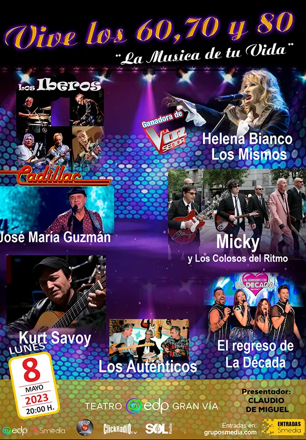 Cartel de Vive los 60, 70 y 80