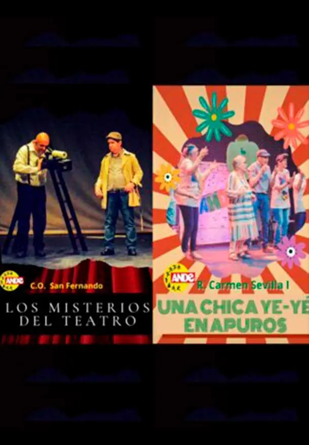Cartel de Una chica ye-yé en apuros y Los misterios del teatro