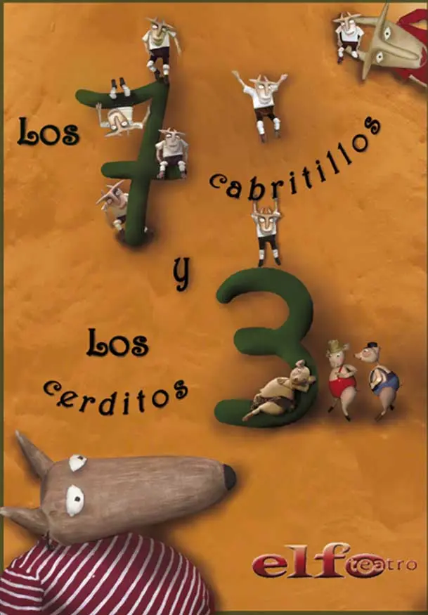 Cartel de Elfo Teatro: Los 7 cabritillos y los 3 cerditos