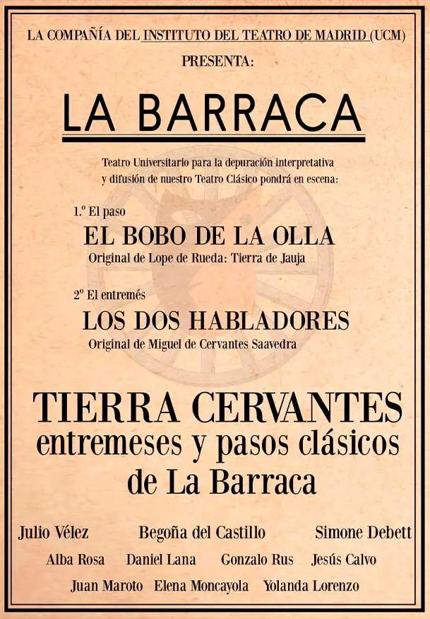 Cartel de Tierra Cervantes: entremeses y pasos clásicos de La Barraca