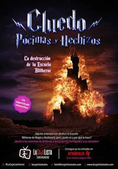 Cartel de Cluedo pócimas y hechizos: La destrucción de la Escuela Blitheroe
