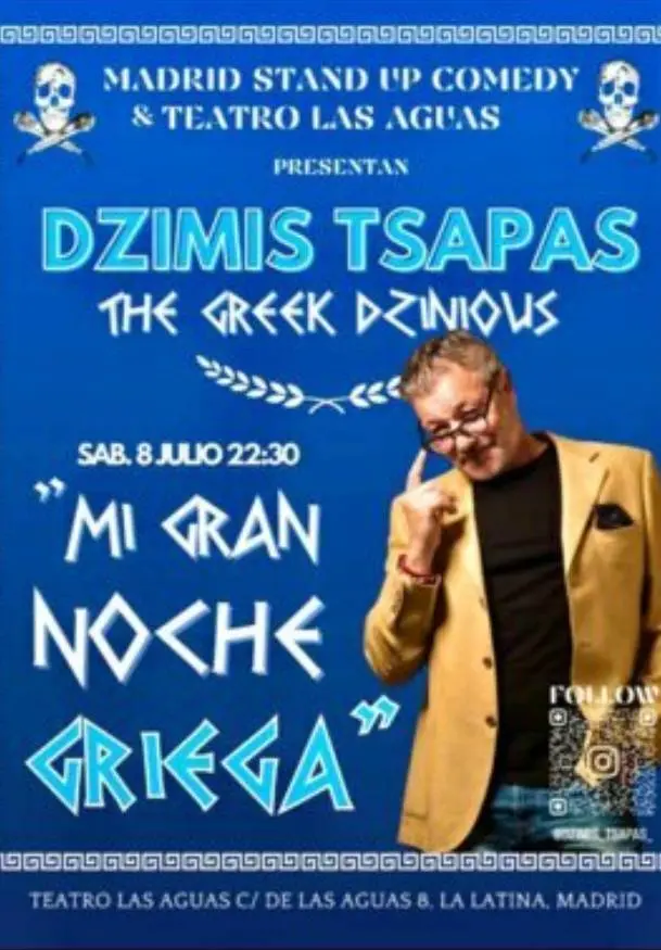 Cartel de Mi gran noche griega. Dzimis Tsapas. The Greek Dzinious