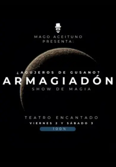 Cartel de Armagiadon con mago Aceituno