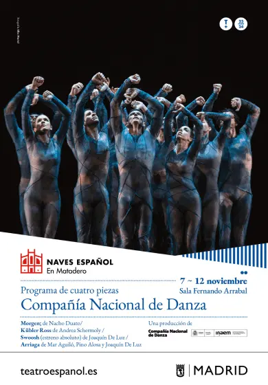 Cartel de Compañía Nacional de Danza: Morgen; / Kübler Ross / Swoosh / Arriaga