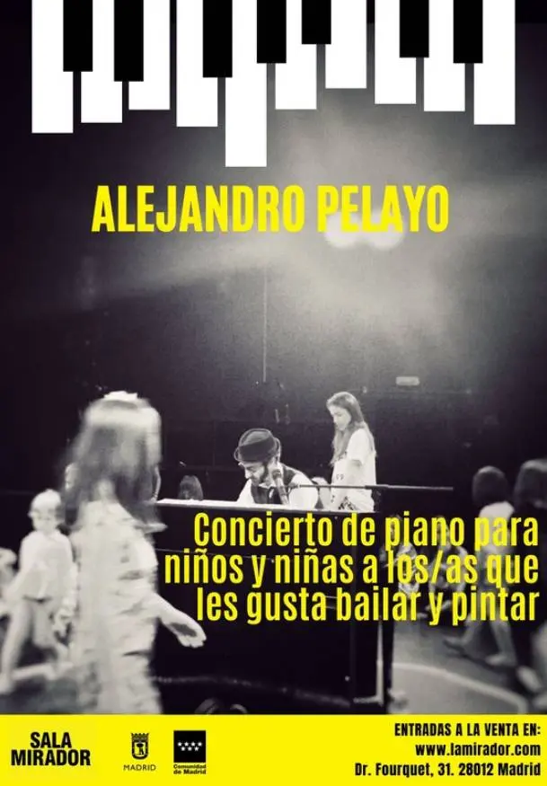 Cartel de Concierto para niños y niñas a los que les gusta pintar y bailar