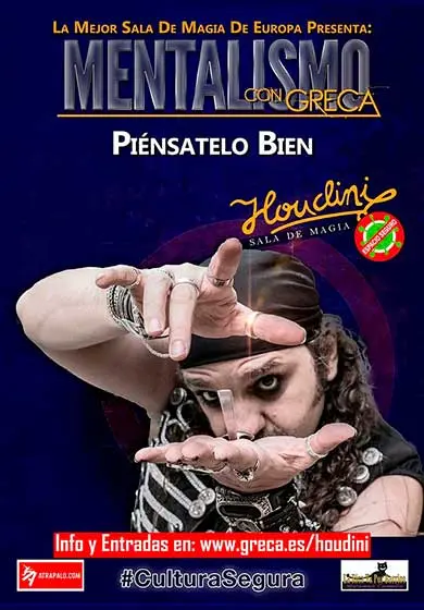 Cartel de Mentalismo con Greca: Piénsatelo bien