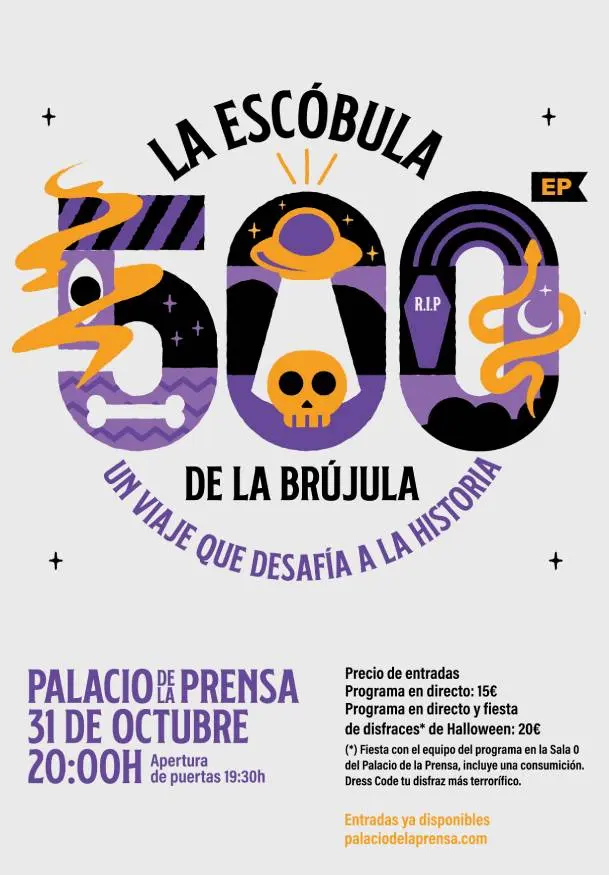 Cartel de La escóbula de la brújula: Halloween escobulero y 500 programas