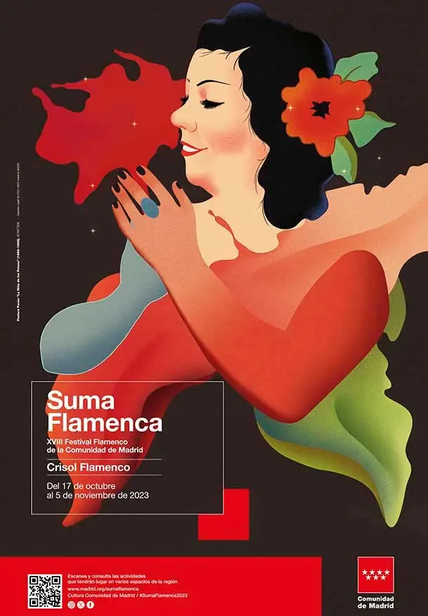 Cartel de Suma Flamenca 2023: XVIII Festival Flamenco de la Comunidad de Madrid en el Teatro La Abadía
