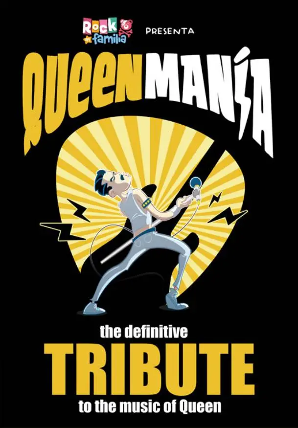 Cartel de Rock en familia – Queenmanía. The definitive tribute to the music of Queen