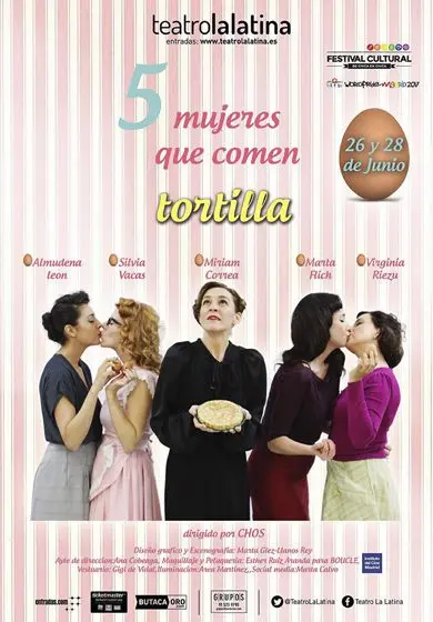 Cartel de 5 mujeres que comen tortilla