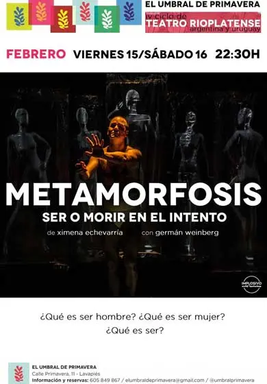 Cartel de Metamorfosis. Ser o morir en el intento