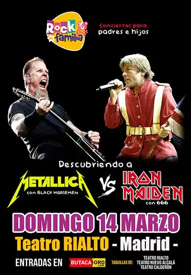 Cartel de Rock en familia: Metallica vs Iron Maiden
