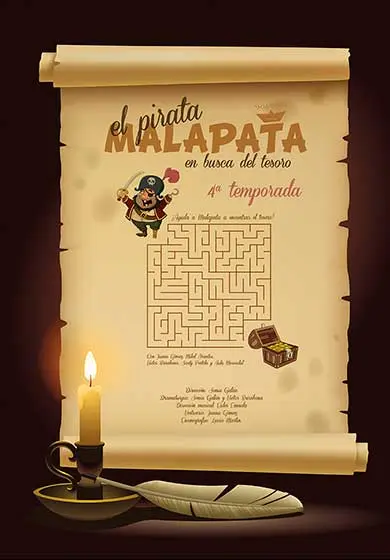 Cartel de El pirata Malapata en busca del tesoro