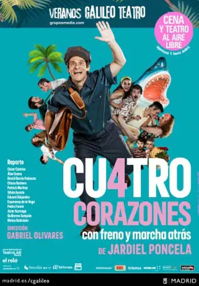 Cartel de Cuatro corazones con freno y marcha atrás