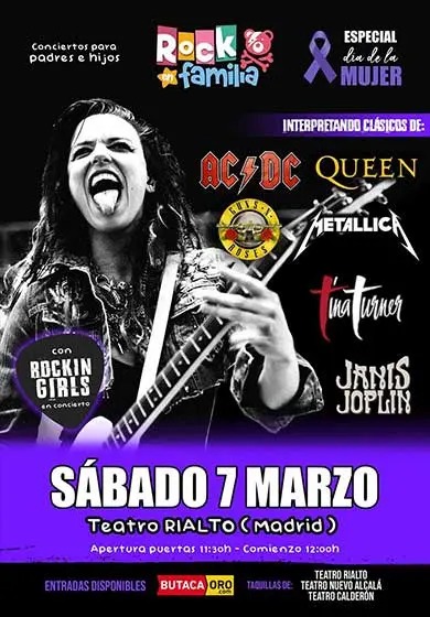 Cartel de Rock en familia: Especial día de la mujer