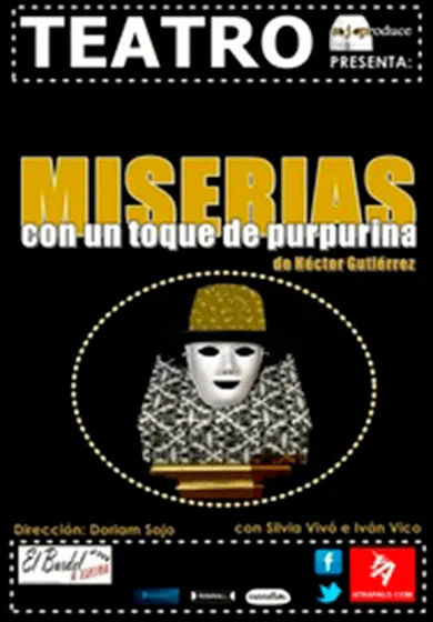 Cartel de Miserias con un toque de purpurina