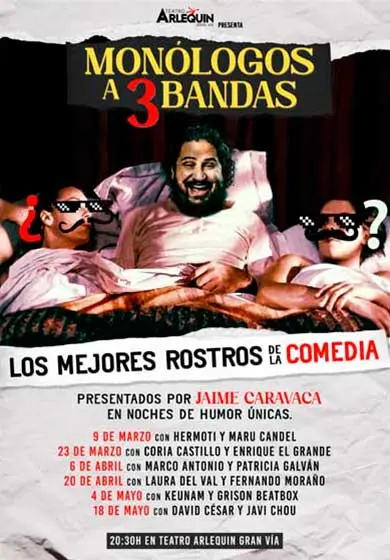 Cartel de Monólogos a 3 bandas