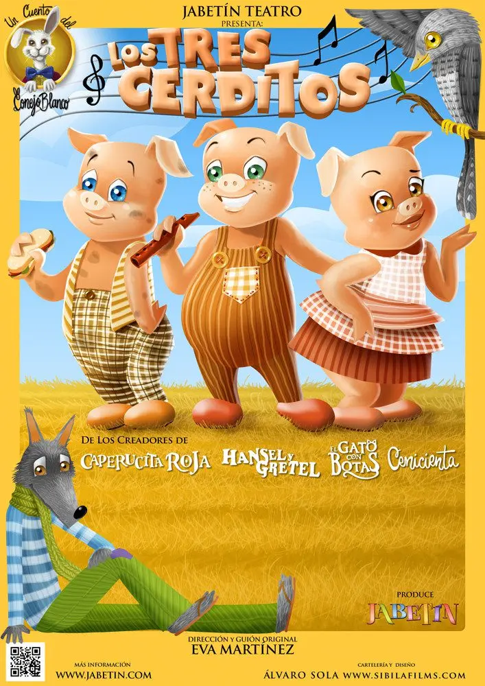 Cartel de Jabetín Teatro: Los tres cerditos