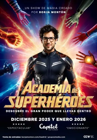 Cartel de Borja Montón: Academia de Superhéroes