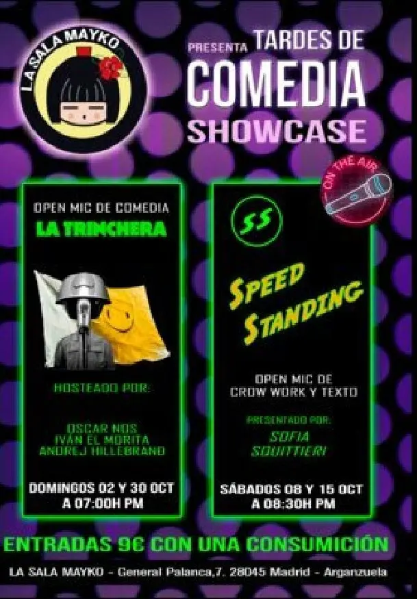 Cartel de Tardes de Comedia Sala Mayko