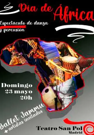 Cartel de Día de África, espectáculo de danza y percursión
