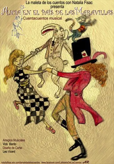 Cartel de Alicia en el País de las Maravillas. Cuentacuentos musical.