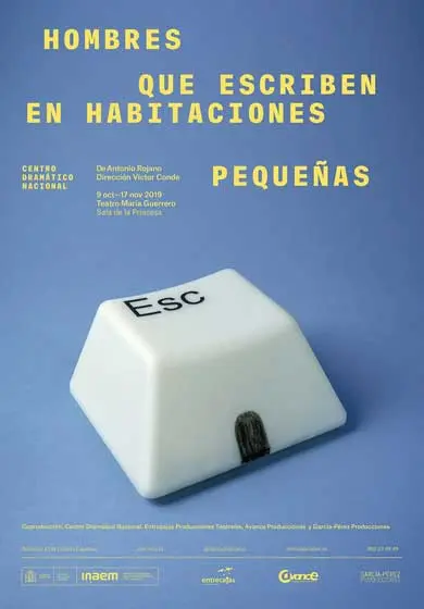 Cartel de Hombres que escriben en habitaciones pequeñas