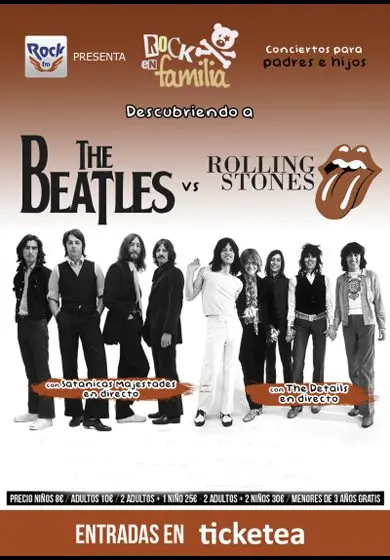 Cartel de Rock en familia: The Beatles vs Rolling Stones