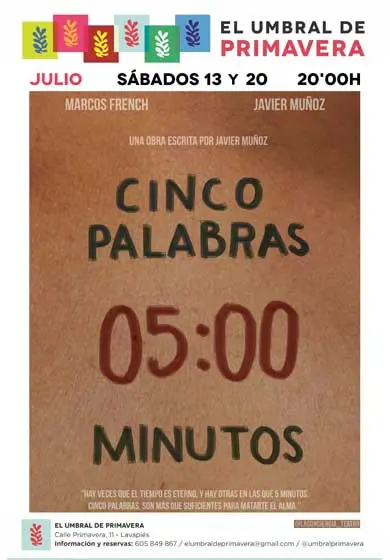 Cartel de Cinco palabras, 05:00 minutos