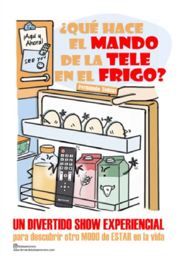 Cartel de ¿Qué hace el mando de la tele en el frigo?