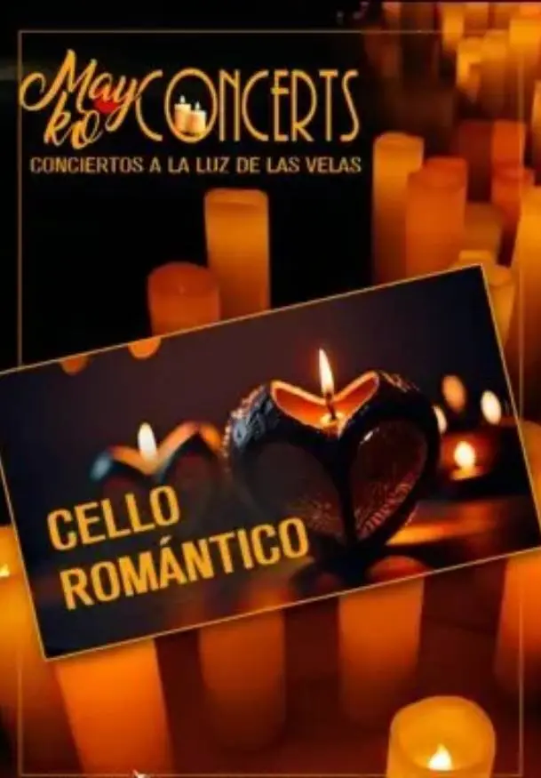 Cartel de Mayko Concerts. Cello romántico a la luz de las velas