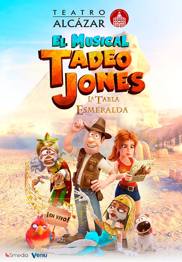 Cartel de Tadeo Jones y la tabla esmeralda, el musical