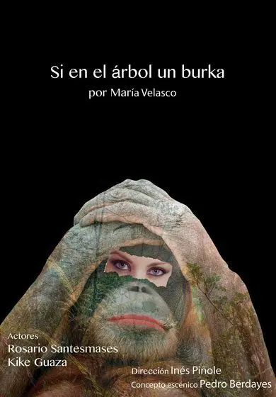 Cartel de Si en el árbol, un burka