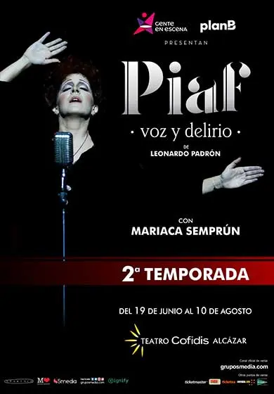 Cartel de Piaf, voz y delirio