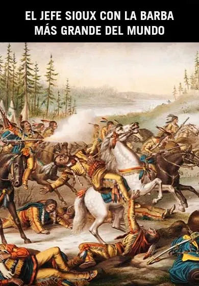 Cartel de El jefe Sioux con la barba más larga del mundo