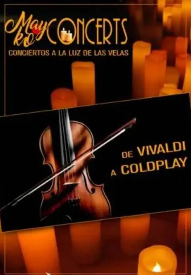 Cartel de Mayko Concerts. De Vivaldi a Coldplay a la luz de las velas