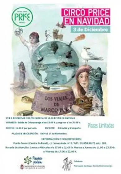 Cartel de Circo Price en Navidad: Los viajes de Marco y Pili