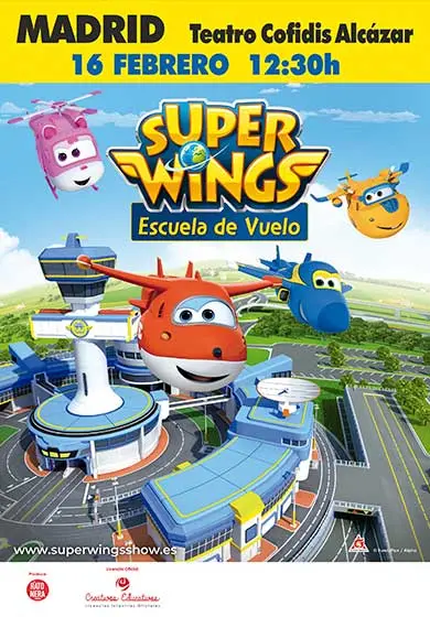 Cartel de Super Wings Escuela de vuelo