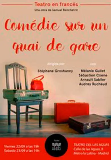 Cartel de Comédie sur un quai de gare