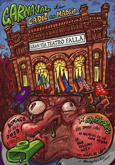 Cartel de Gran Vía Teatro Falla - Carnavaleando por Cái