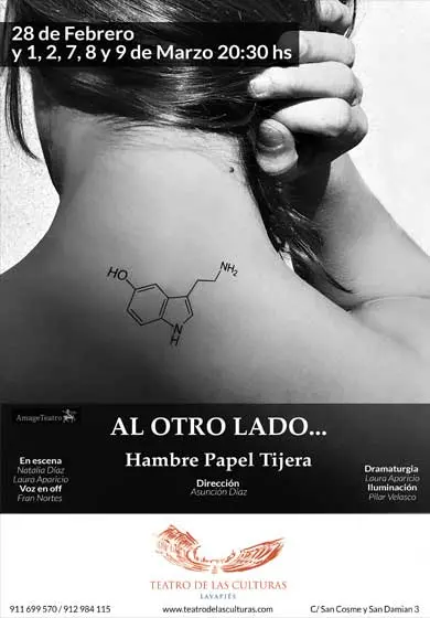 Cartel de Al otro lado... Hambre, papel, tijera