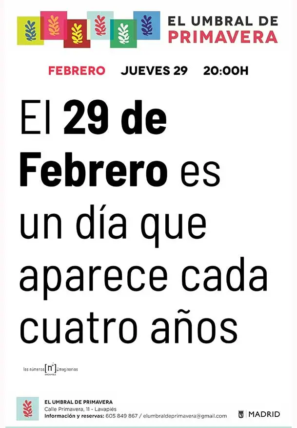 Cartel de El 29 de febrero es un día que aparece cada cuatro años