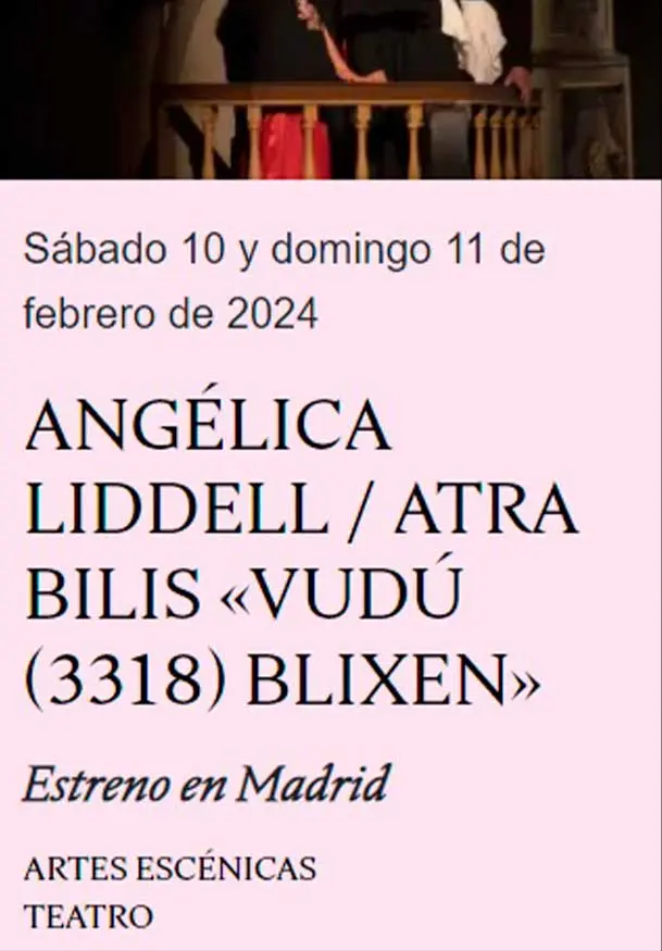Cartel de Angélica Liddell / Atra Bilis: Vudú Blixen