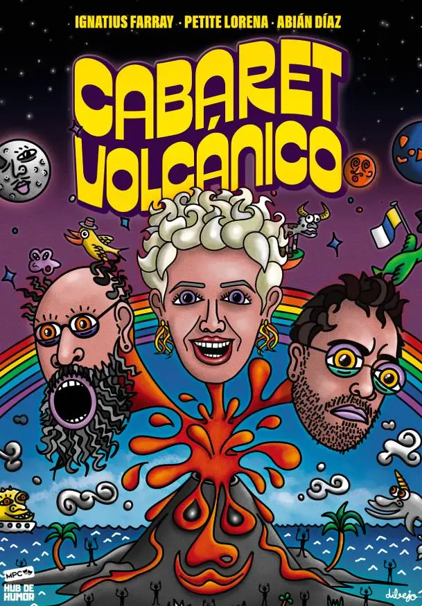 Cartel de Cabaret volcánico. Abián Díaz, Petite Lorena, Ignatius Farray