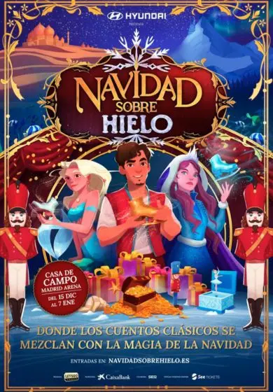 Cartel de Navidad sobre hielo